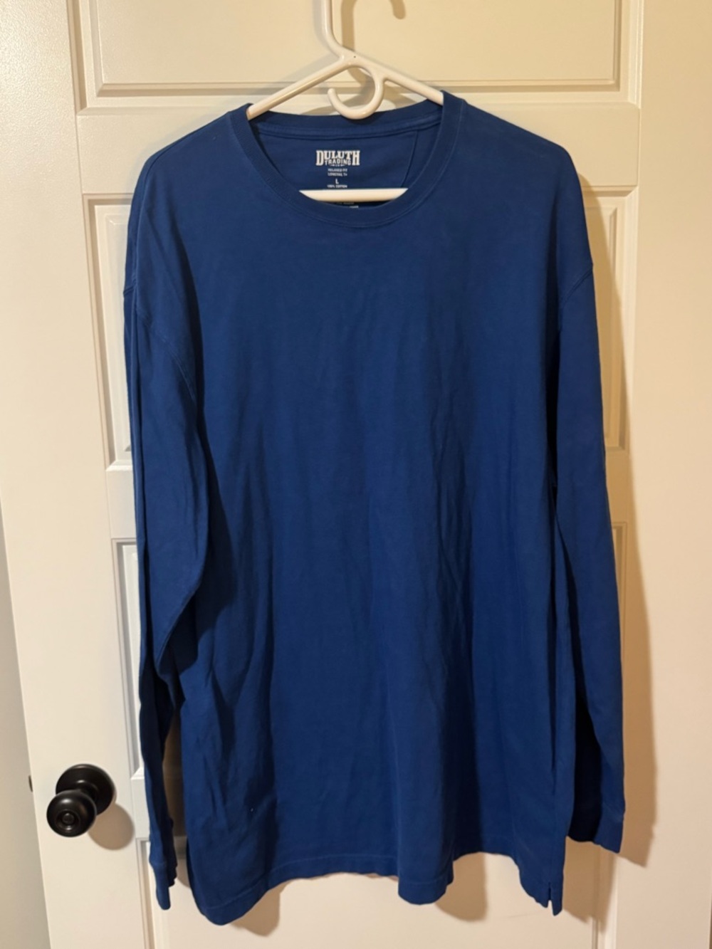 Duluth Trading Co. 100% Cotton Relaxed Fit Longtail T-Shirt, Blue, Size Large